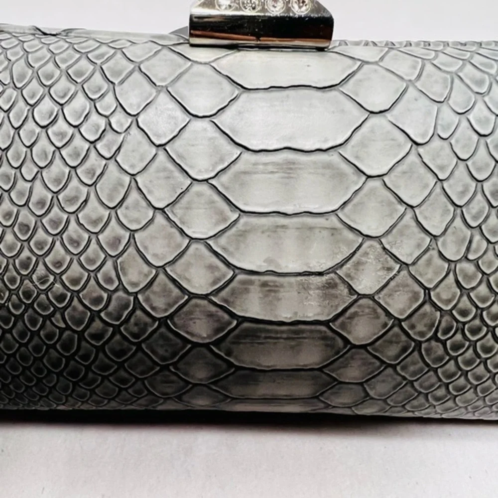 Beautiful python textured clutch with diamond/ silver accent closure